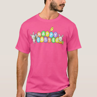 T-shirt Joyeux Oeufs de PÂQUES avec lapins de lapin Joyeux