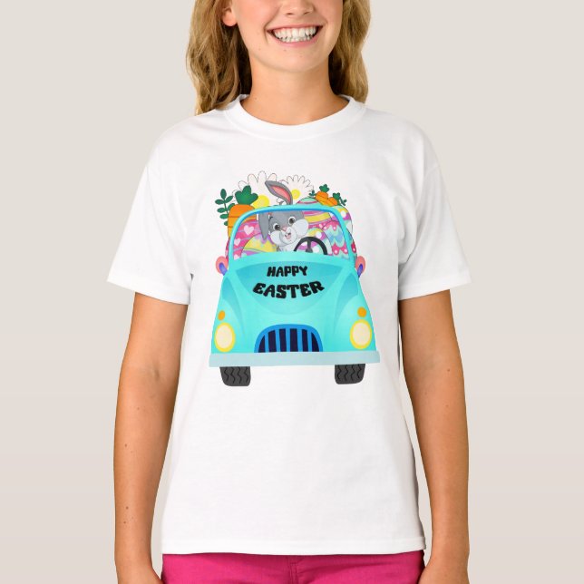 T-shirt Joyeux OEufs de Pâques Bunny Camion Girl (Devant)