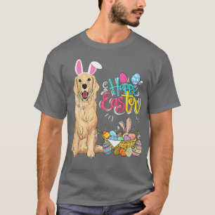 T-shirt Joyeux Oeufs de Pâques Bunny Chien Golden Retrieve