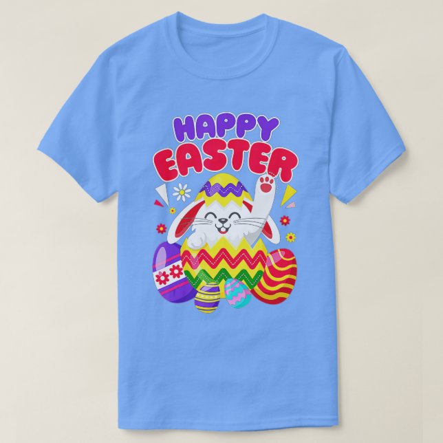 T-shirt Joyeux oeufs de Pâques de lapin (Design devant)