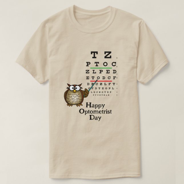 T-shirt Joyeux Optométriste Jour Chouette et Oeil Diagramm (Design devant)