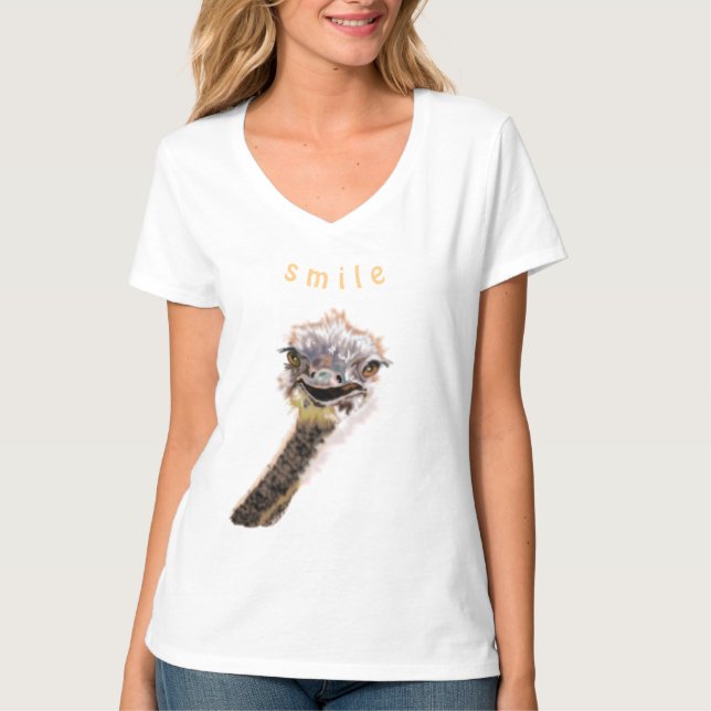 T-Shirt Joyeux Ostrich Smile - Amusant (Devant)
