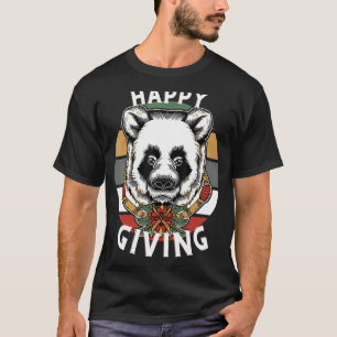 T-shirt Joyeux Panda Blanc Amis Donner L'Action D'Ami