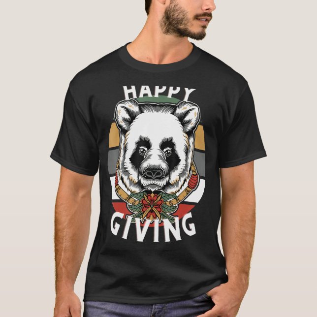 T-shirt Joyeux Panda Blanc Amis Donner L'Action D'Ami (Devant)