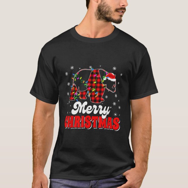 T-shirt Joyeux Panda Lights Ours Père Noël (Devant)