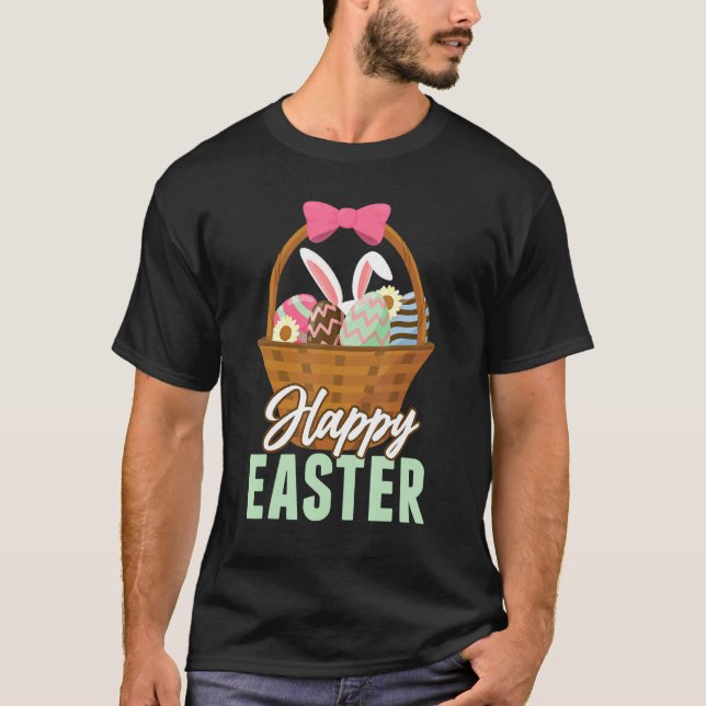 T-shirt Joyeux Panier d'oeufs de lapin de Pâques (Devant)