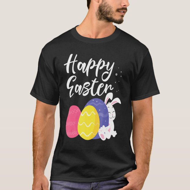 T-shirt Joyeux Panier d'oeufs de lapin de Pâques 1 (Devant)