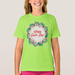 T-shirt Joyeux Pâques Avec Cadre Floral-23046