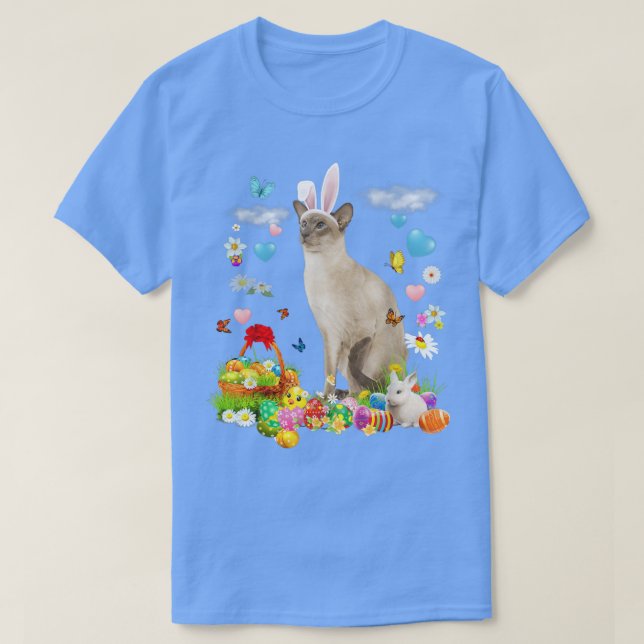 T-shirt Joyeux Pâques Cute lapin Chat Tonkinese Oeufs Pani (Design devant)
