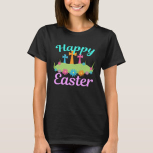 T-shirt Joyeux Pâques Floral Croix mignonne Christian