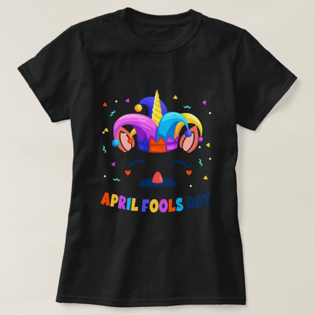 T-shirt Joyeux Pâques Fools Day 1er avril Unicorn Face Gir (Design devant)