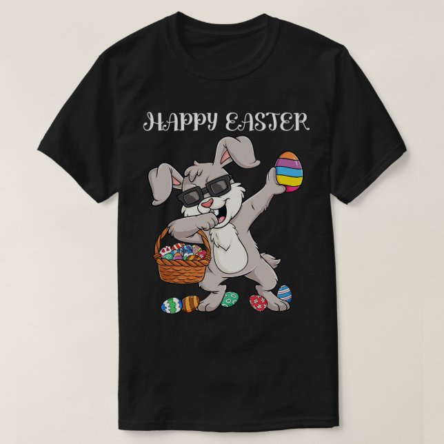 T-shirt Joyeux Pâques Jour Dabbing Oeufs De Lapin Enfants  (Design devant)