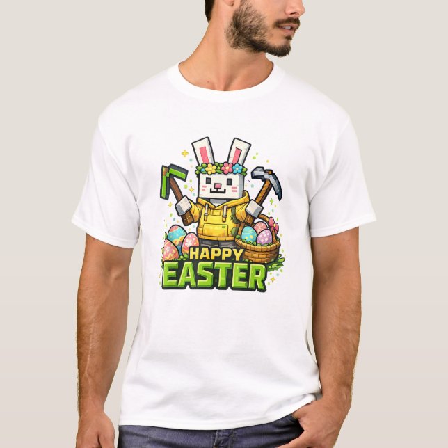 T-shirt Joyeux Pâques Lapin Oeuf Joueur de jeu vidéo Enfan (Devant)