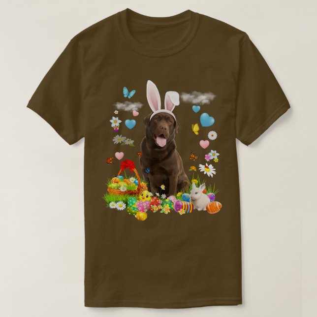 T-shirt Joyeux Pâques mignon lapin Chien Chocolat Laborato (Design devant)