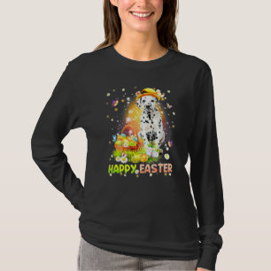 T-shirt Joyeux Pâques mignon lapin Chien Dalmatien Oeufs P