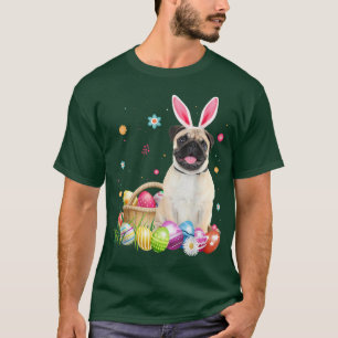 T-shirt Joyeux Pâques mignonne lapin Carlin oeufs Panier D