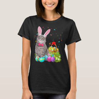 T-shirt Joyeux Pâques mignonne lapin oeufs de chat panier