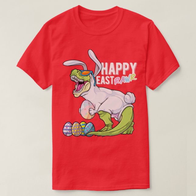 T-shirt Joyeux Pâques T Rex Dinosaure Lapin de Pâques Oeuf (Design devant)