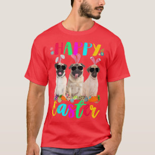 T-shirt Joyeux Pâques Trois Carlins Portant Des Oreilles D