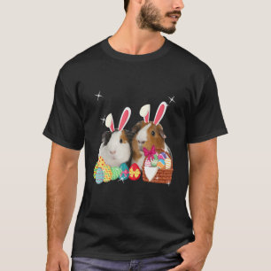 T-shirt Joyeux Pâques Trois Cochon De Guinée Portant Bunny