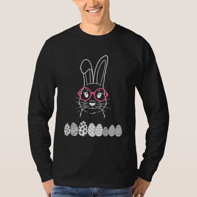 T-shirt Joyeux Pâques une femme lapin cool ou lapin avec n (Devant)