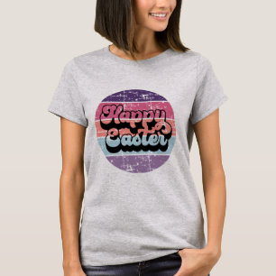 T-shirt Joyeux Pâques Vintage Pastel Circle Retro Sunset