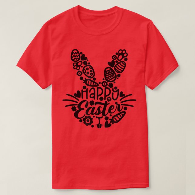 T-shirt Joyeux Pâques, Visage lapin, Hommes Femmes Enfants (Design devant)