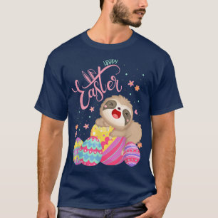 T-shirt Joyeux paresseux de Pâques avec des cadeaux de cha
