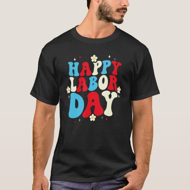 T-shirt Joyeux Patriote de la Fête du Travail, drapeau rét (Devant)