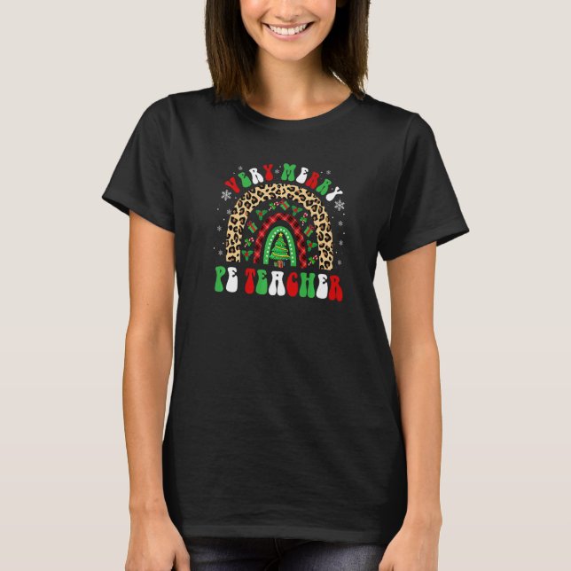 T-shirt Joyeux PE enseignant Leopard Buffalo Red Plaid Rai (Devant)