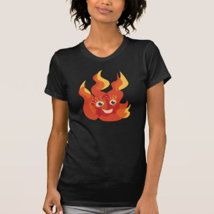 T-shirt Joyeux personnage de flamme de feu femmes