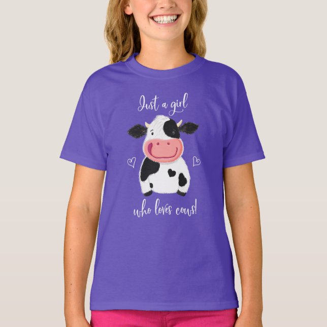 T-shirt Joyeux Petit Holstein Juste Une Fille Qui Aime Les (Devant)