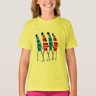 T-shirt Joyeux peuple Massaï Guerriers Marcher Art Imprime
