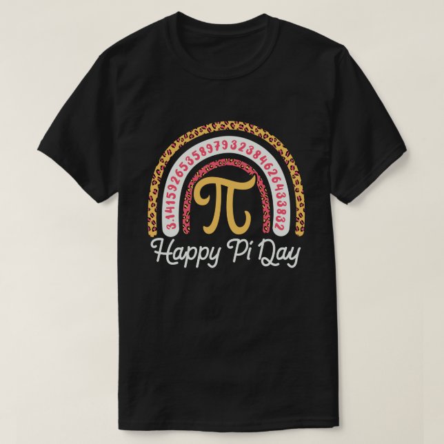 T-shirt Joyeux Pi Day 3.14 Leopard Rainbow Math Enseignant (Design devant)