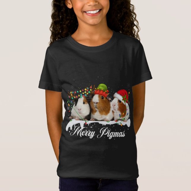 T-Shirt Joyeux Pigmas 2022 Funny Noël Arbre Lumière (Devant)