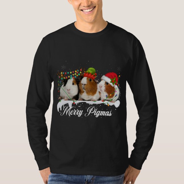 T-shirt Joyeux Pigmas 2022 Funny Noël Arbre Lumière (Devant)