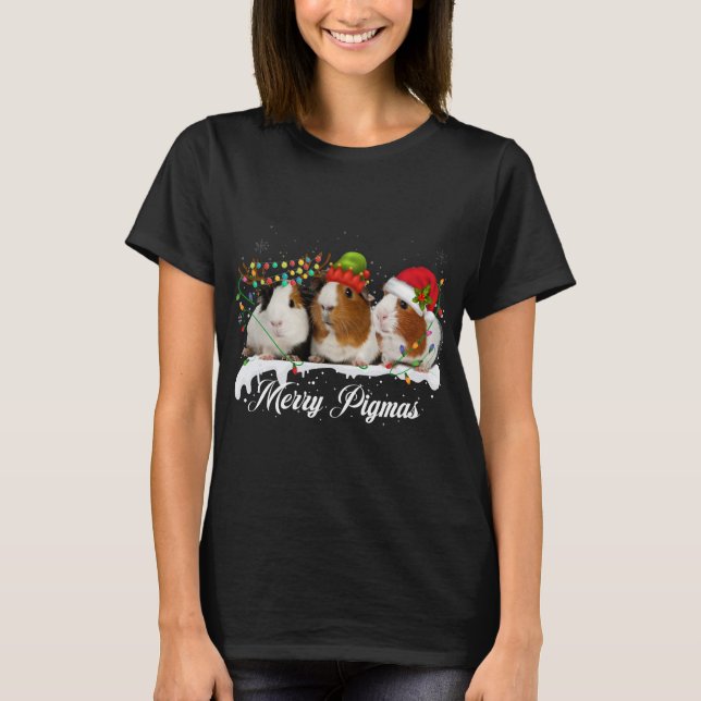 T-shirt Joyeux Pigmas 2022 Funny Noël Arbre Lumière (Devant)