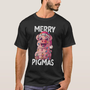 T-shirt Joyeux Pigmas Drôle Pig Pajama de Noël Pour Cochon
