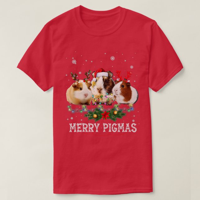 T-shirt Joyeux Pigmas Joyeux Noël Drôle Guinée Pig Antl (Design devant)