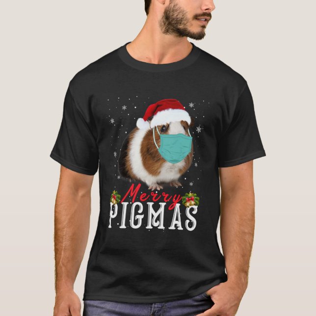 T-shirt Joyeux Pigmas Masque Visage Guinée Pig Noël père N (Devant)
