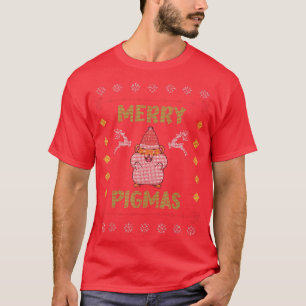 T-shirt Joyeux Pigmas Santa Chapeau Guinée Pig Vilain Noël