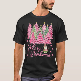 T-shirt Joyeux Pinkmas rose Arbres de Noël Funny Joyeux Ch