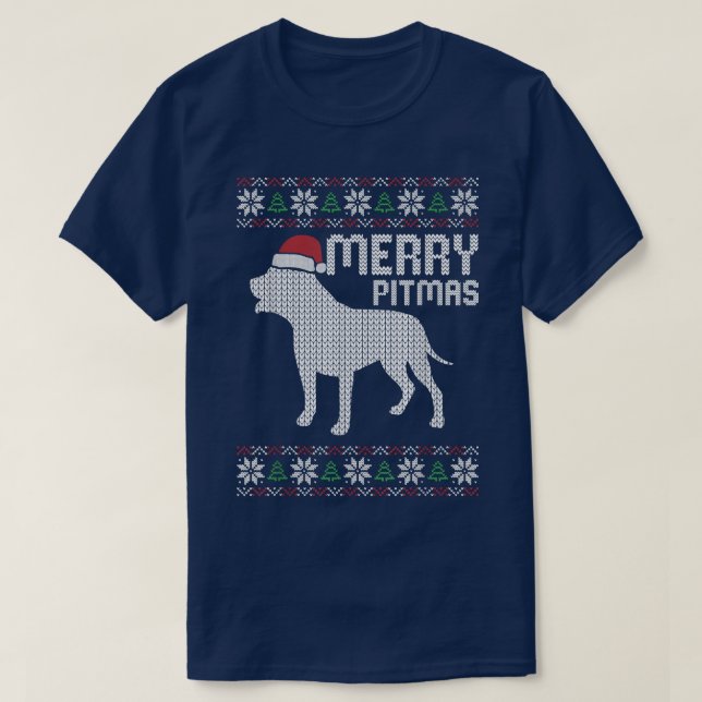 T-shirt Joyeux Pitbull Pitmas Chien de Noël Chien Chien Ch (Design devant)