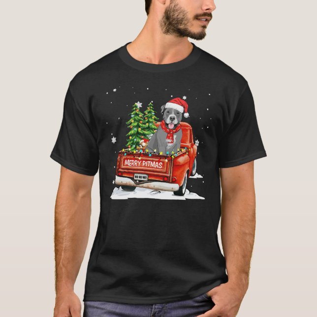 T-shirt Joyeux Pitmas Pitbull Camion de ramassage (Devant)