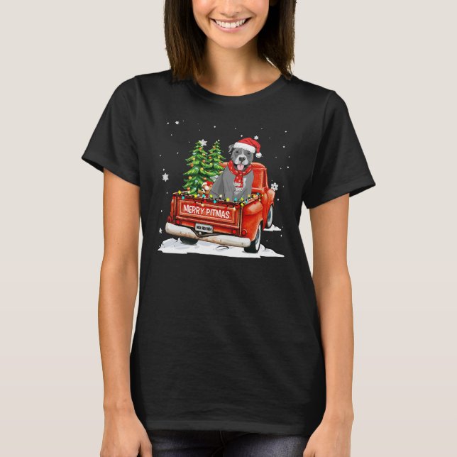 T-shirt Joyeux Pitmas Pitbull Camion de ramassage (Devant)