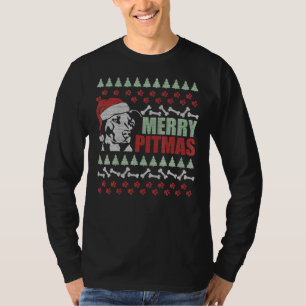 T-shirt Joyeux Pitmas Pitbull Chien drôle Mauvais Noël