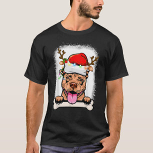 T-shirt Joyeux Pitmas Pitbull Santa Claus Chien