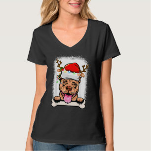 T-shirt Joyeux Pitmas Pitbull Santa Claus Chien