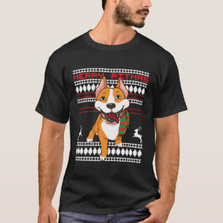 T-shirt Joyeux Pitmas Pitbull Santa Claus Chien laid Chris