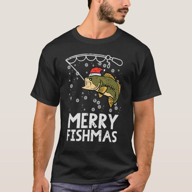 T-shirt Joyeux poisson pêche Noël papa hommes (Devant)